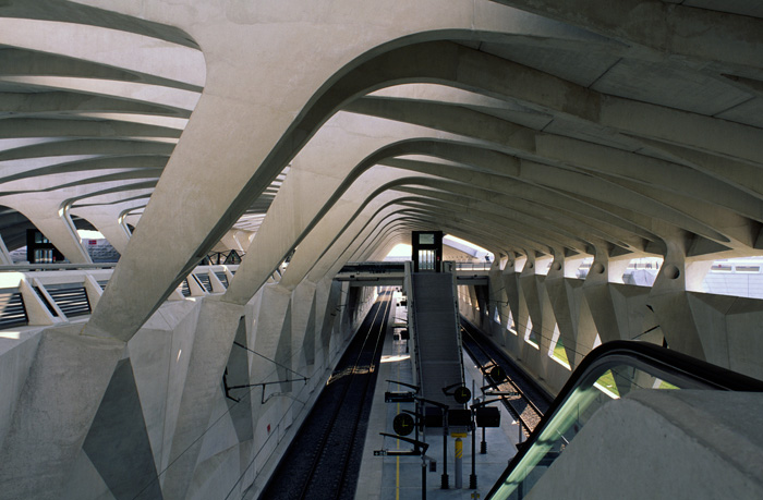 TGV-Bahnhof Lyon-Satolas, Dach über Gleisanlagen (Calatrava 1994)